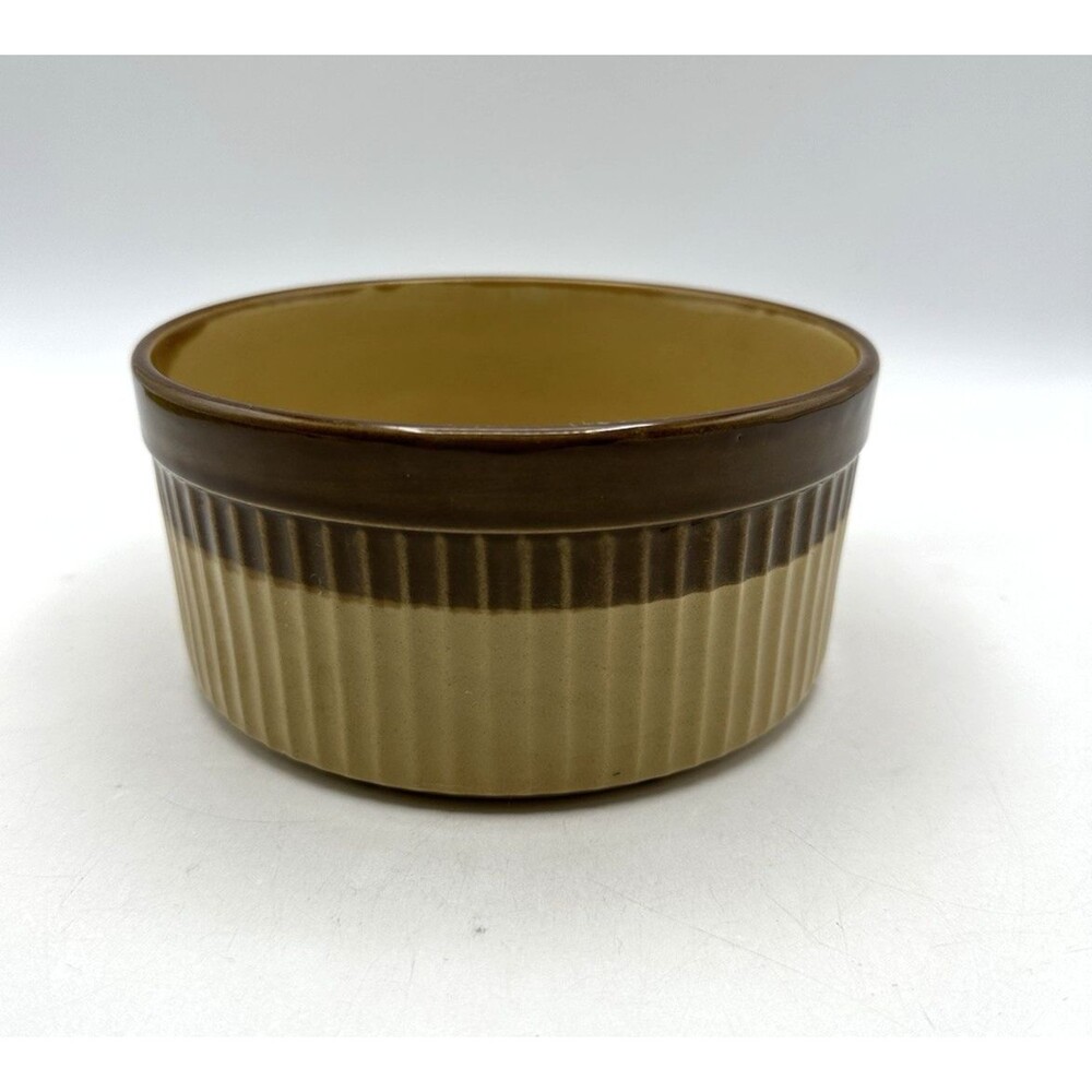 Vintage T.G. Green Granville Souffle Dish Dripware Pattern Brown 6"